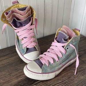 Girls Denim and Tulle Chuck Taylor w/ Paint Splash Size 2
